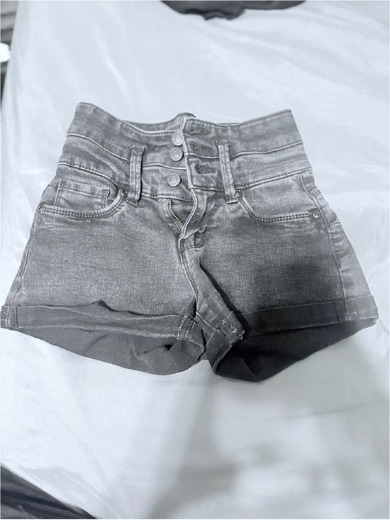 Bluenotes Pants - Bluenotes High-Waist Black Denim Button-Front Shorts